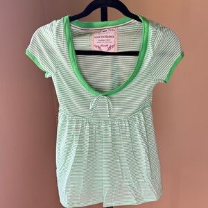 Poof Excellence Light Green Striped Short Sleeve Tee